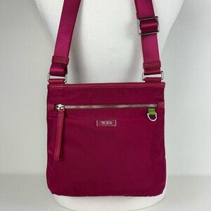 Tumi Fuchsia Nylon Crossbody Bag - Stylish & Versatile with Leather Trim!